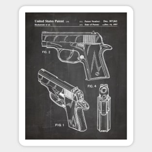 Sig Sauer Pistol Patent - Firearm Enthusiast Gun Lover Art - Black Chalkboard Sticker